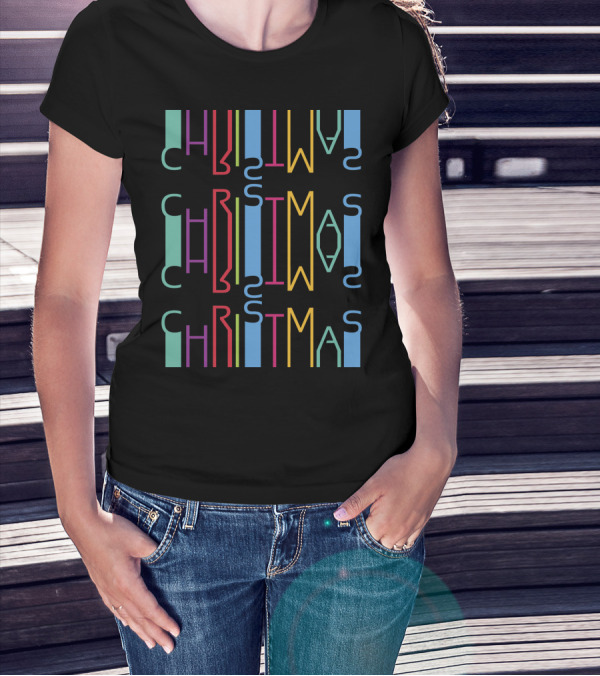 Colored Christmas Contemporary Typography T-Shirt