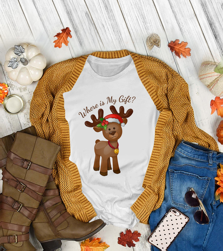 Where is My Gift Deer Christmas T-Shirt