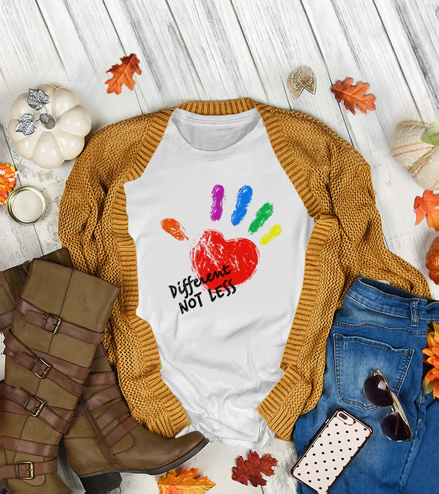 Different Not Less Autism Hand Love T-Shirt