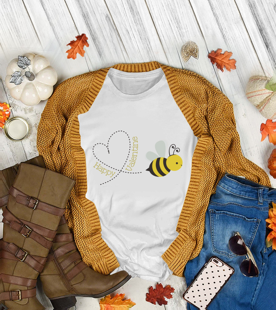 Happy Valentine Bee Heart Trail T-Shirt