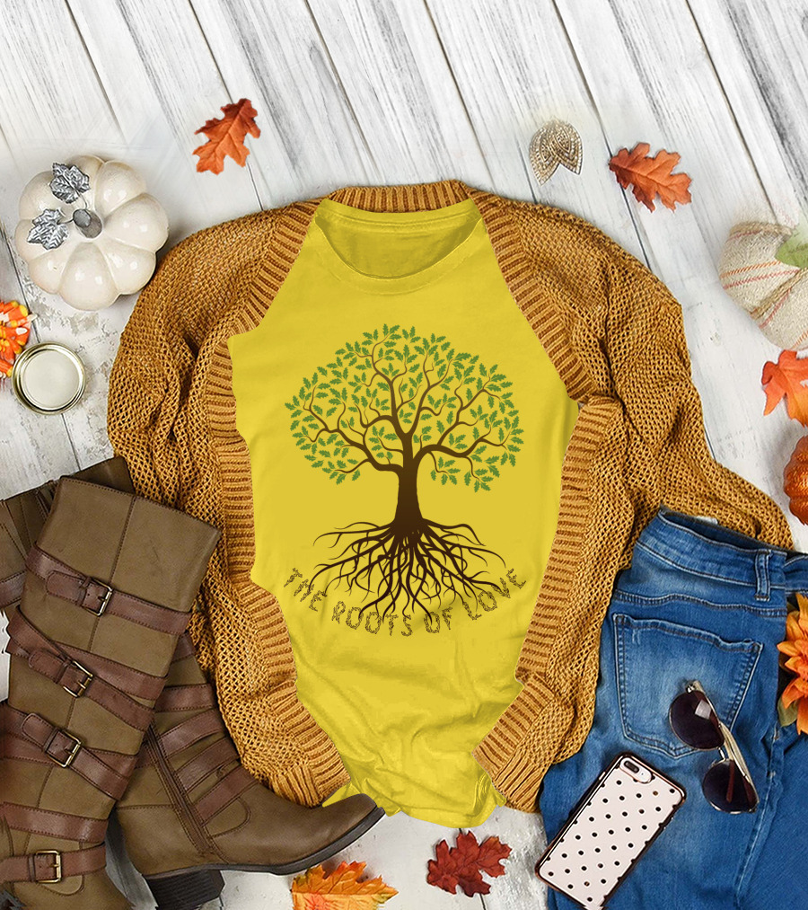 The Roots of Love Tree with Lush Green Leaves and Deep Branching Roots T-Shirt