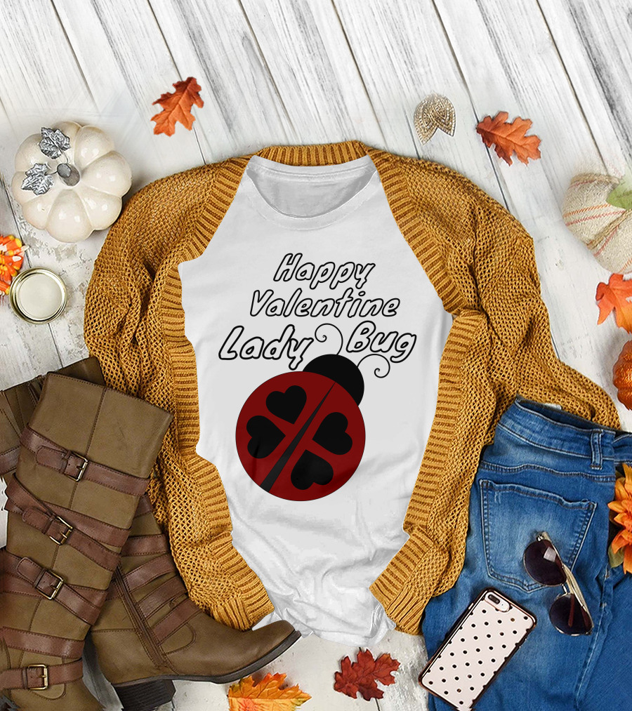 Happy Valentine Lady Bug Heart T-Shirt