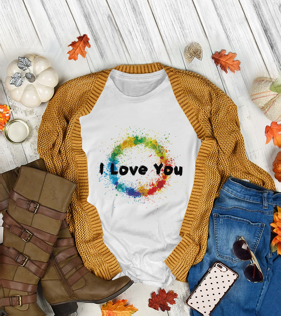 I Love You Colorful Splash Circle T-Shirt