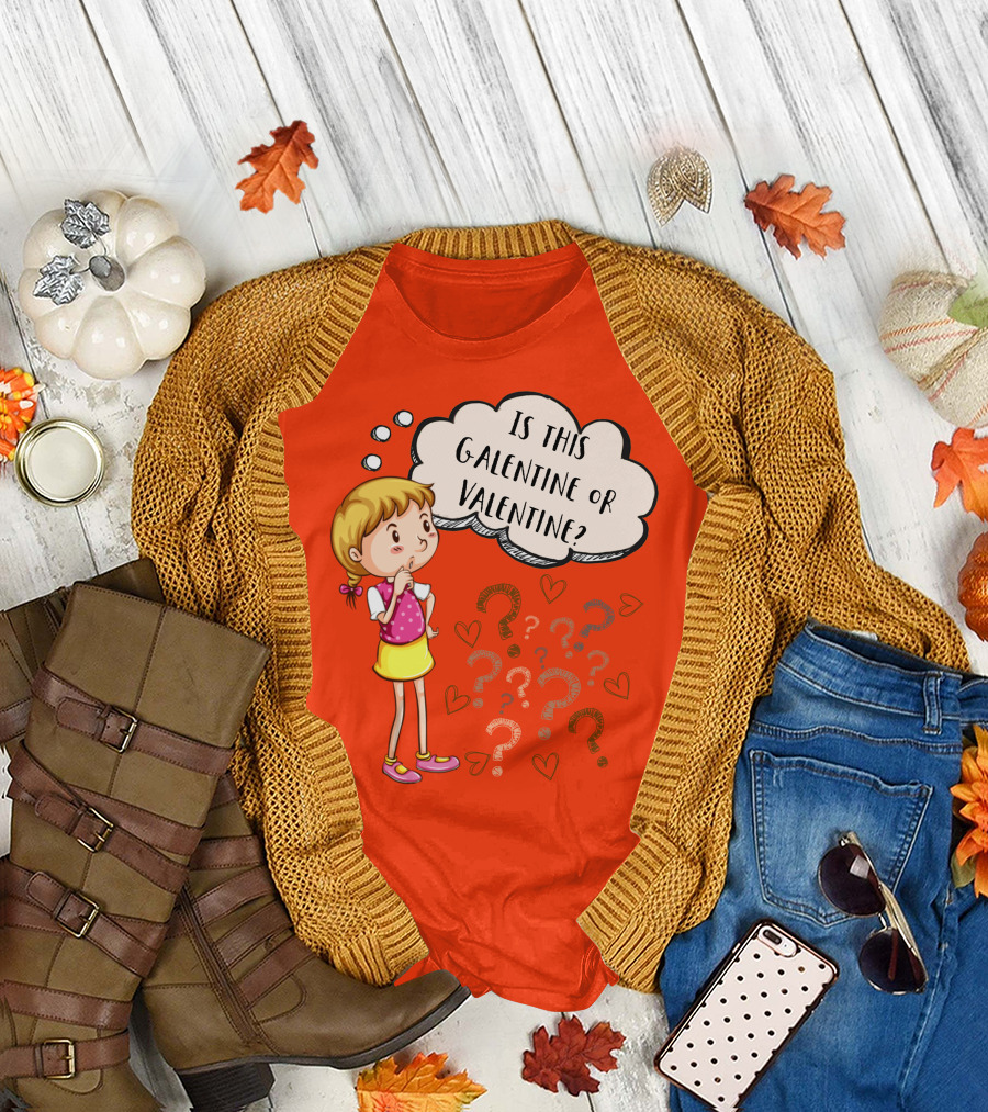 Is This Galentine or Valentine with Curious Girl Question Marks and Hearts T-Shirt