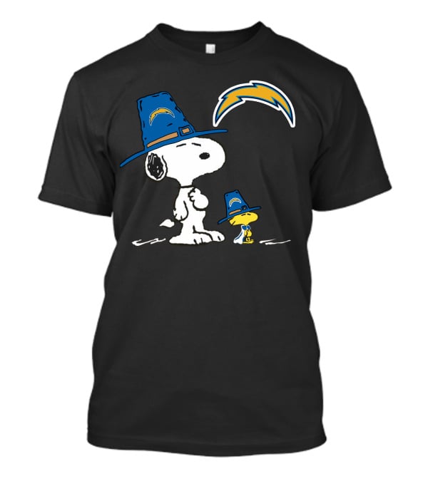 Los Angeles Chargers Snoopy And Woodstock In Blue Hats T-Shirt