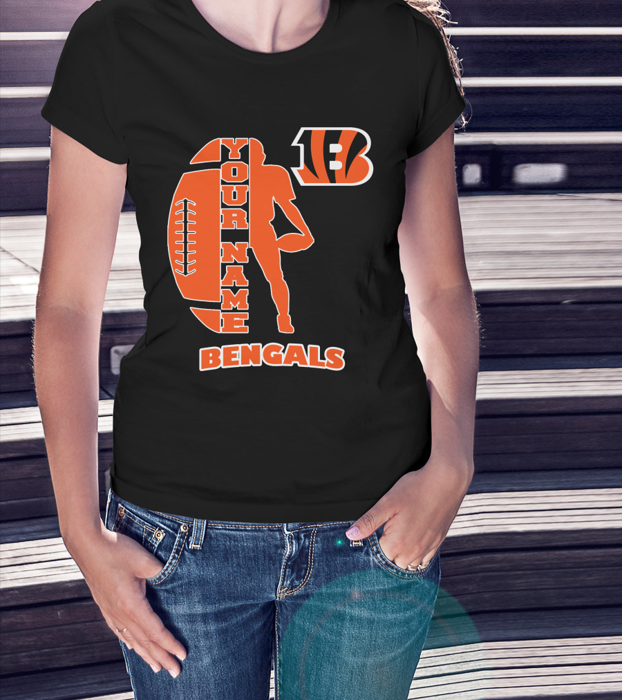 Your Name Bengals Football Silhouette B T-Shirt
