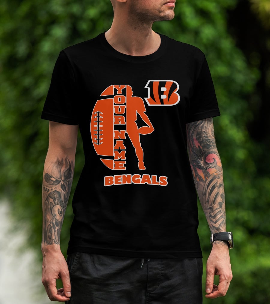 Your Name Bengals Football Silhouette B T-Shirt