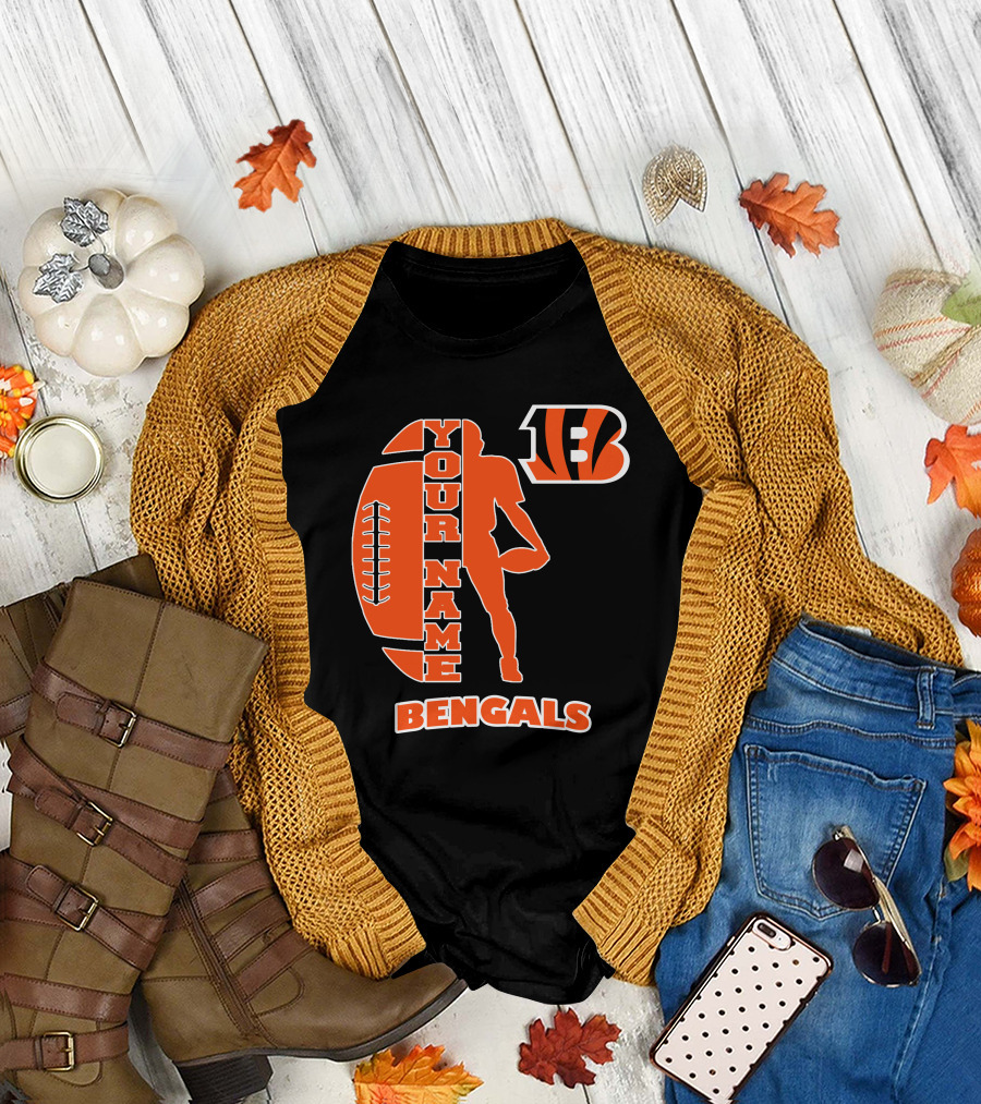 Your Name Bengals Football Silhouette B T-Shirt