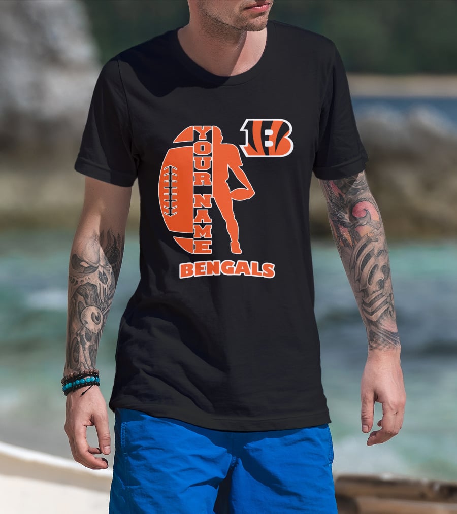 Your Name Bengals Football Silhouette B T-Shirt