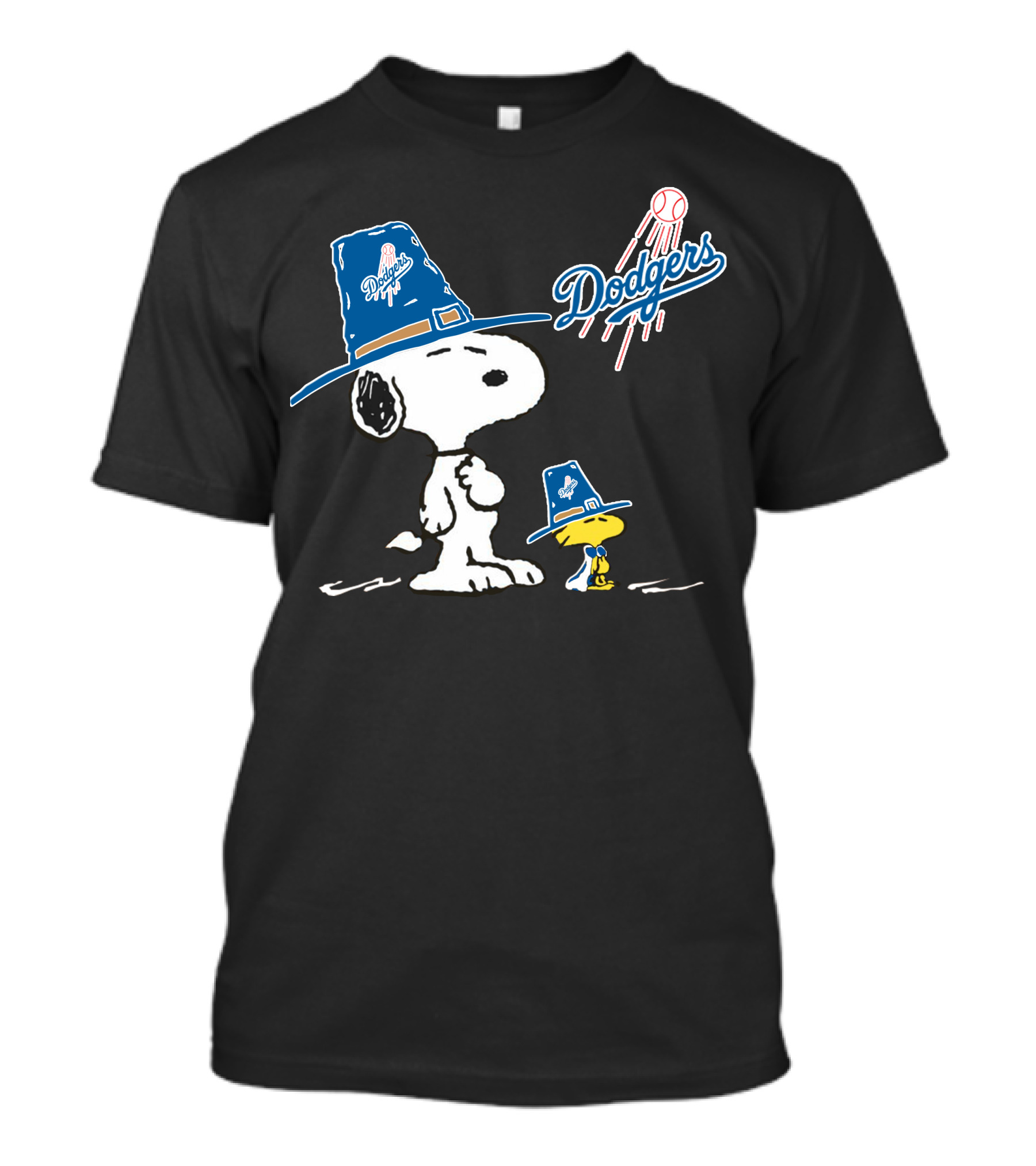 Los Angeles Dodgers Snoopy Woodstock Baseball Hat Peanuts T-Shirt
