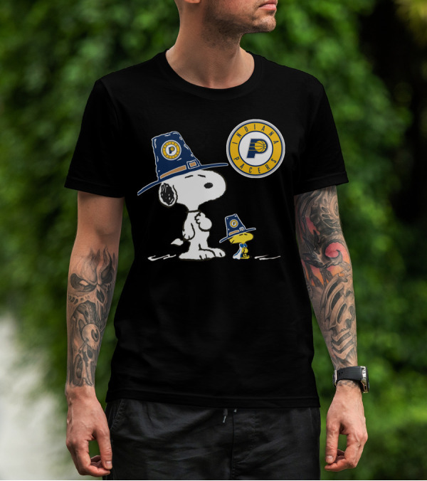 Indiana Pacers Snoopy And Woodstock In Team Hats T-Shirt
