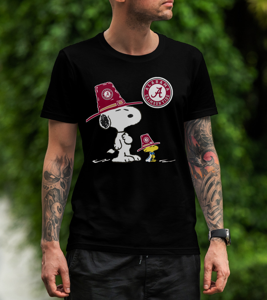Alabama Crimson Tide Snoopy And Woodstock With Big Al Hats T-Shirt