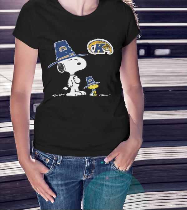 Kent State Golden Flashes Snoopy And Woodstock Pilgrim Hats T-Shirt