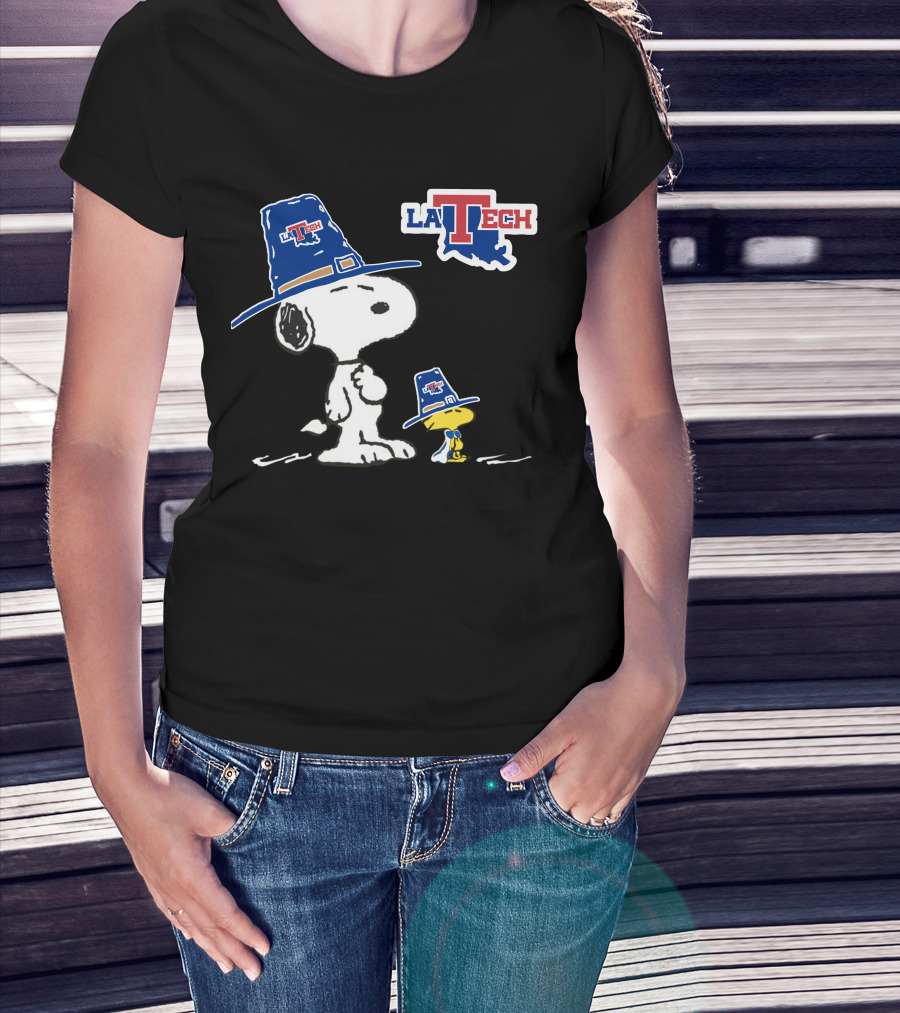 LA Tech Snoopy And Woodstock With Hats T-Shirt