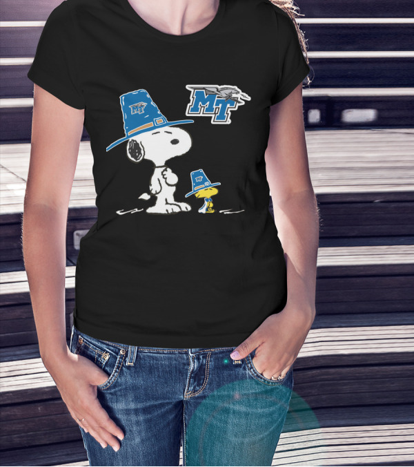 Middle Tennessee Blue Raiders Snoopy And Woodstock With MT T-Shirt