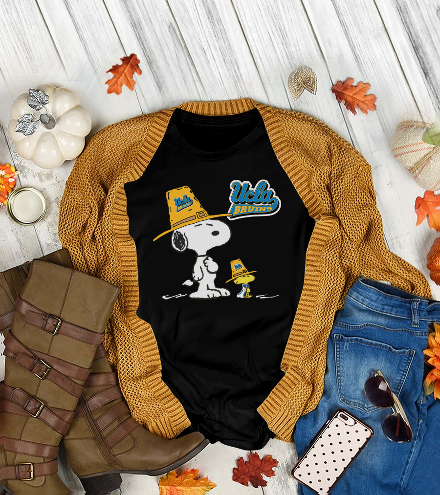 UCLA Bruins Snoopy and Woodstock in Yellow Hats T-Shirt
