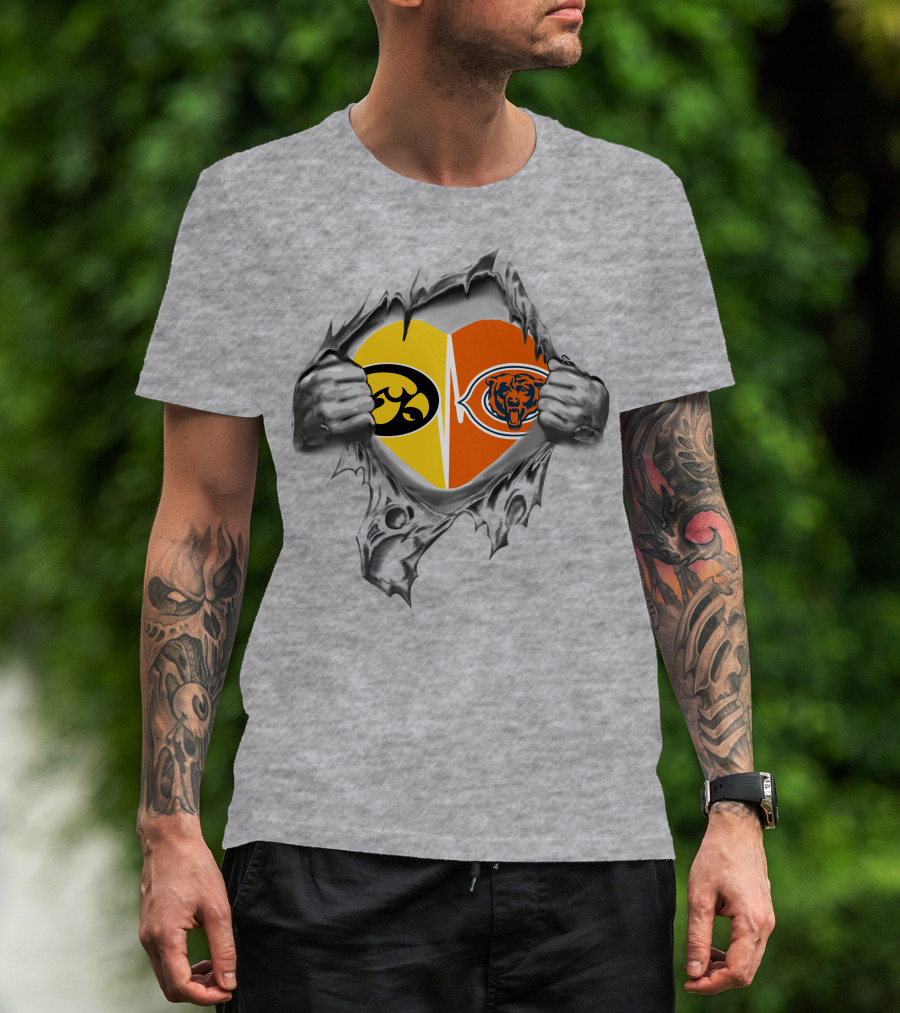 Iowa Hawkeyes Vs Chicago Bears Heart T-Shirt