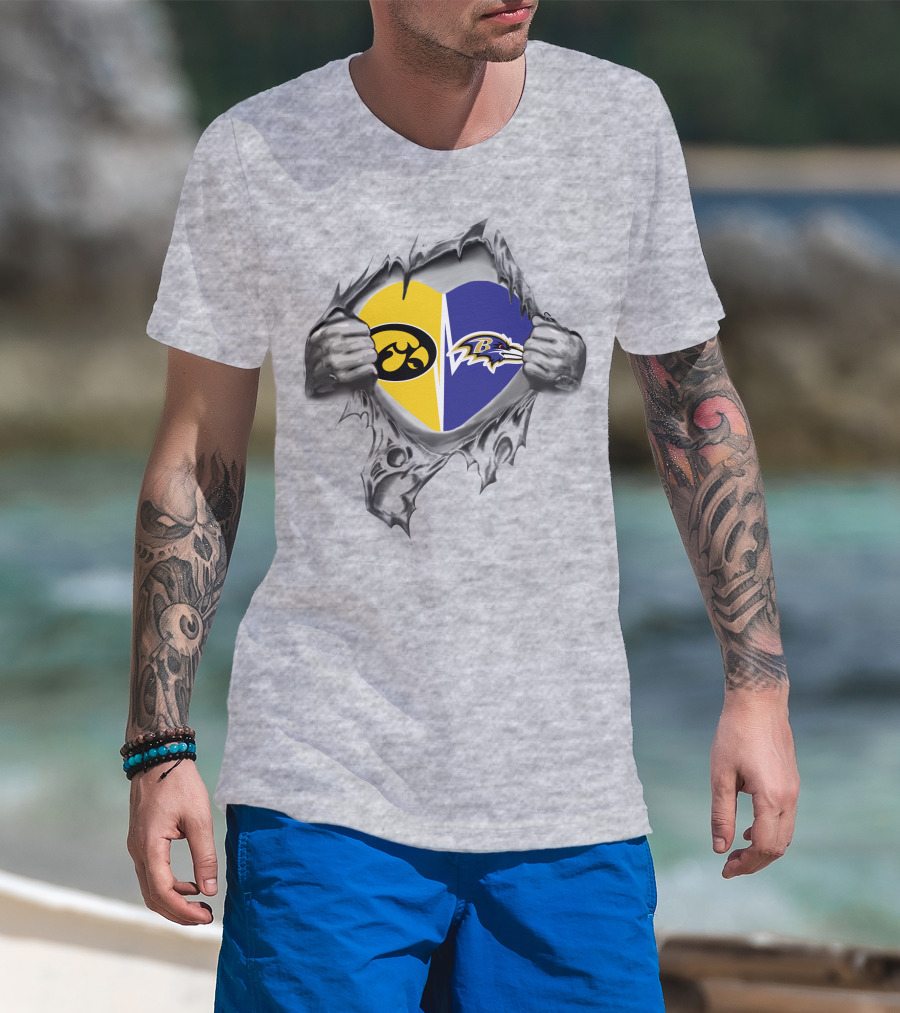 Iowa Hawkeyes Ravens Heart Logo Clash T-Shirt