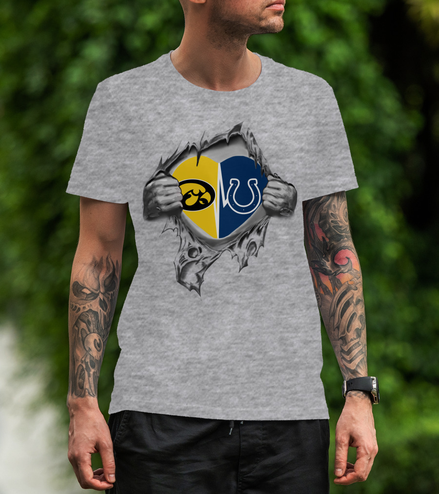 Iowa Hawkeyes Colts Heart Split Fan Loyalty T-Shirt