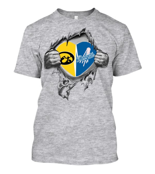 Iowa Hawkeyes Dodgers Heart Pull Vintage Style T-Shirt