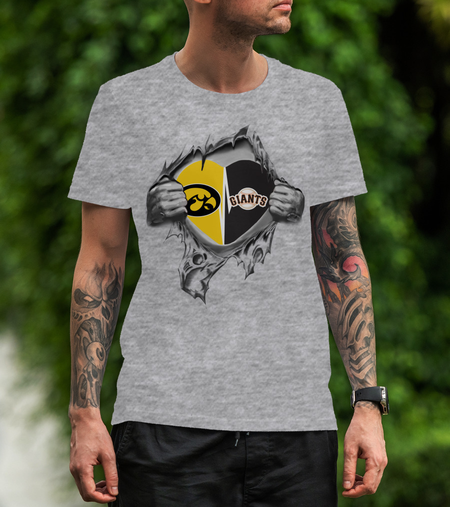 Iowa Hawkeyes San Francisco Giants Heart T-Shirt