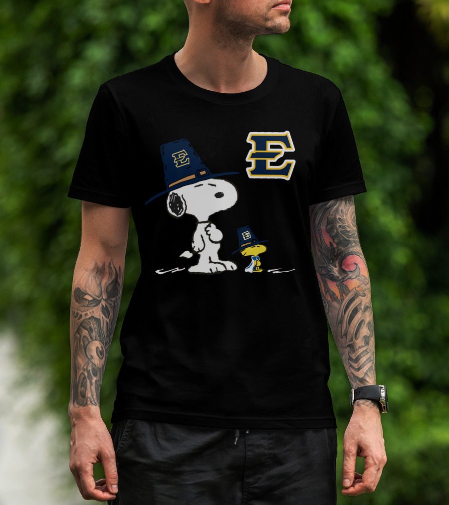 ETSU Snoopy Woodstock Pilgrim Hat T-Shirt