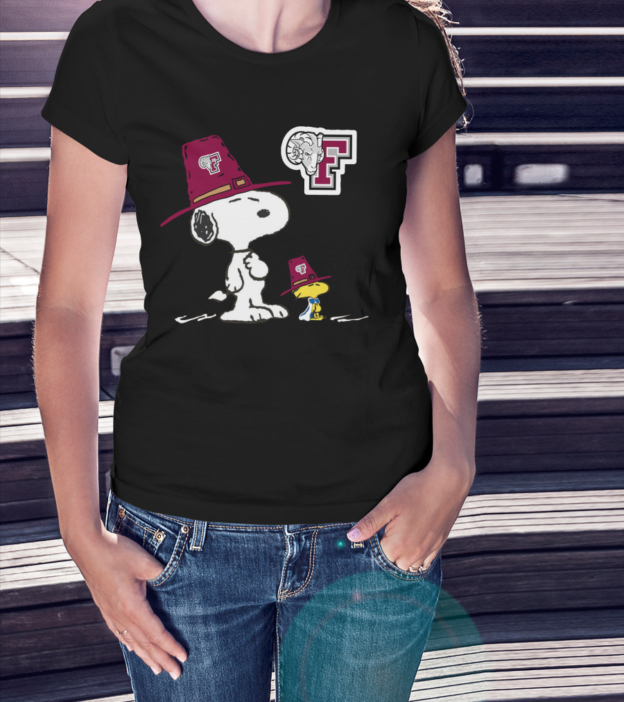 Fordham Snoopy Woodstock Maroon Hats Ram T-Shirt