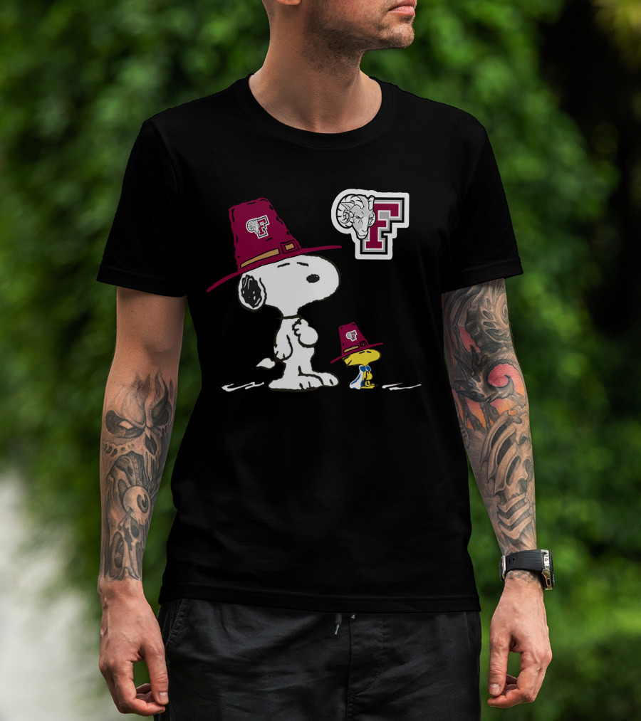 Fordham Snoopy Woodstock Maroon Hats Ram T-Shirt