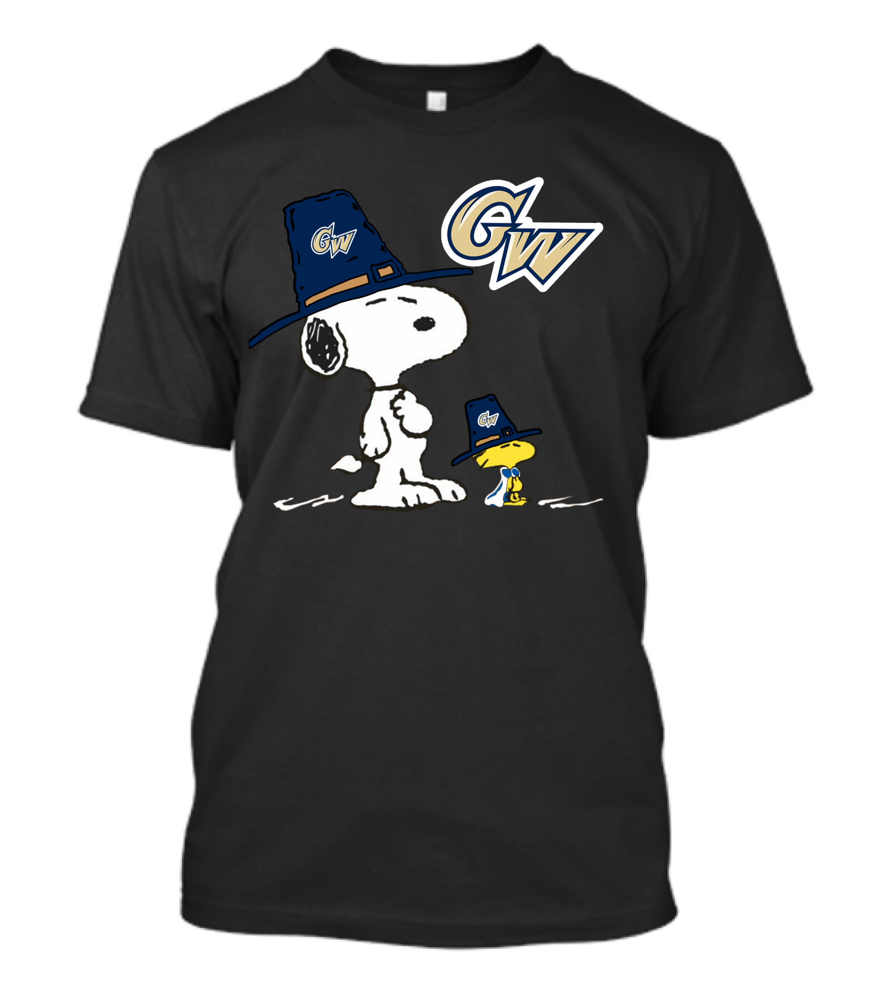 GW Snoopy And Woodstock Pilgrim Hats T-Shirt