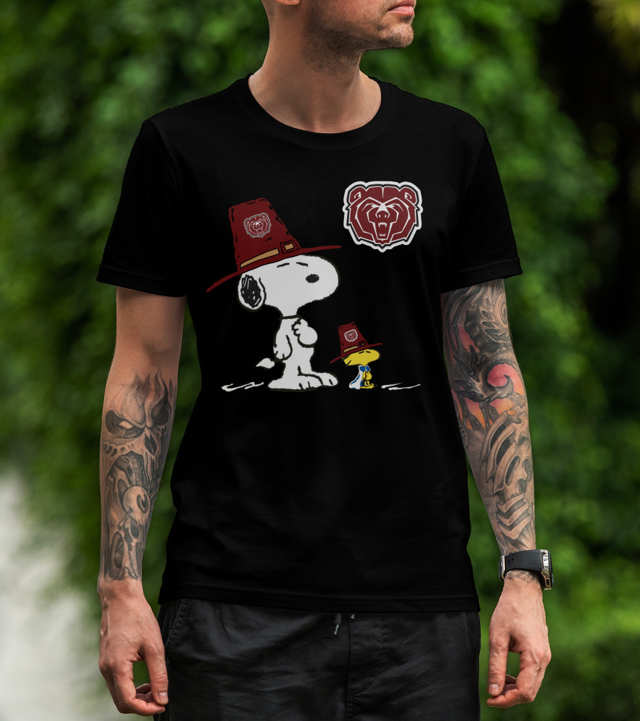 Snoopy Woodstock Missouri State Bears Pilgrim Hat T-Shirt