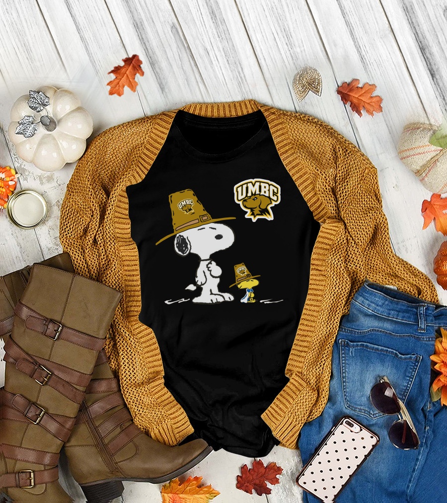 UMBC Snoopy Woodstock Mascot Hat T-Shirt