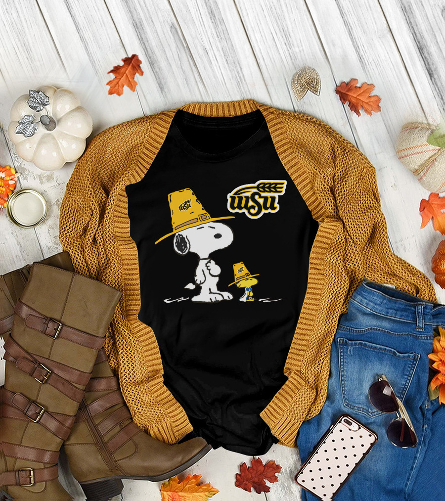 Wichita State WSU Snoopy Woodstock Pilgrim Hat T-Shirt