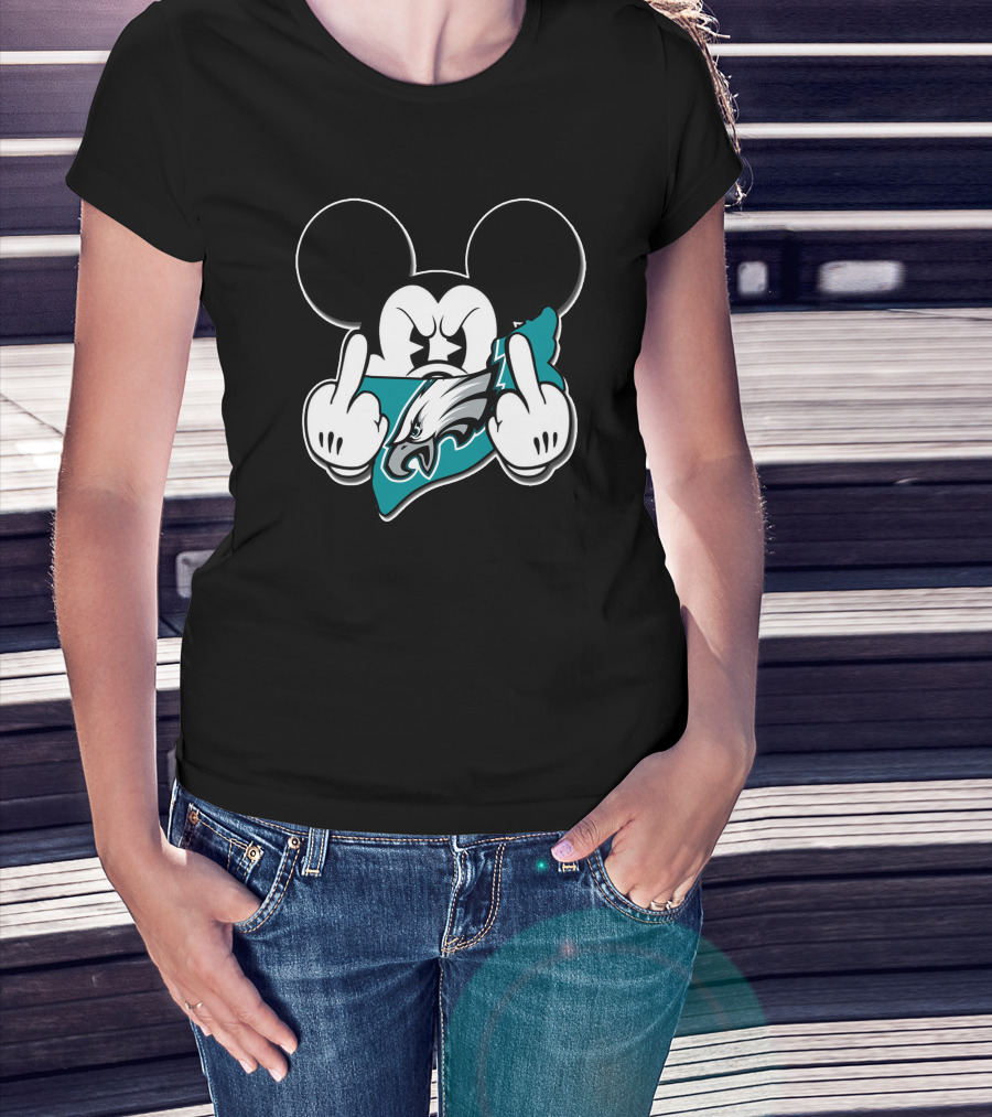 Mickey Mouse Philadelphia Eagles Logo Contrast T-Shirt