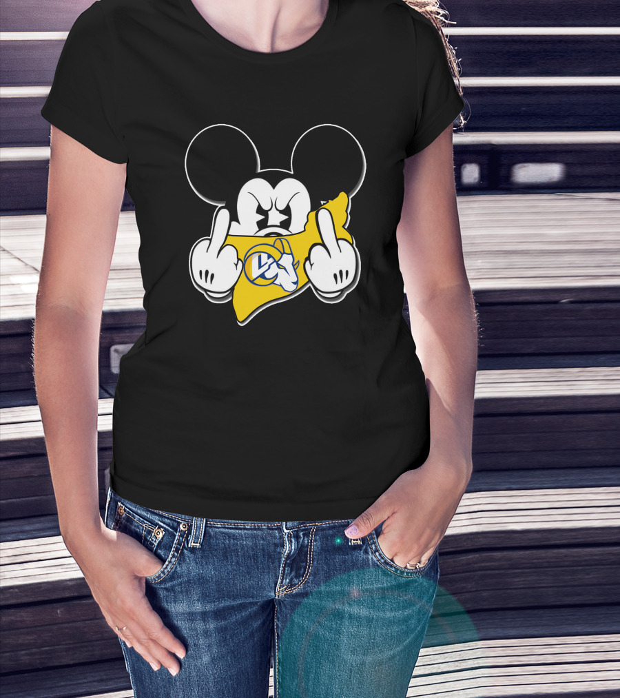 Mickey Mouse Angry Rams Logo Gesture T-Shirt
