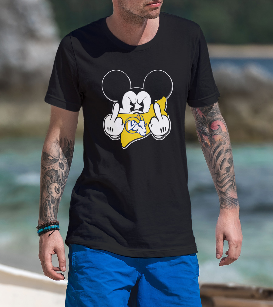 Mickey Mouse Angry Rams Logo Gesture T-Shirt