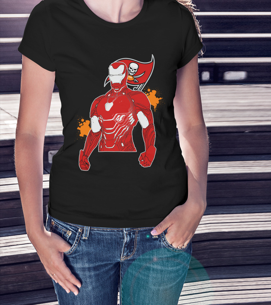 Iron Man Buccaneers Crossover With Skull Flag And Helmet T-Shirt