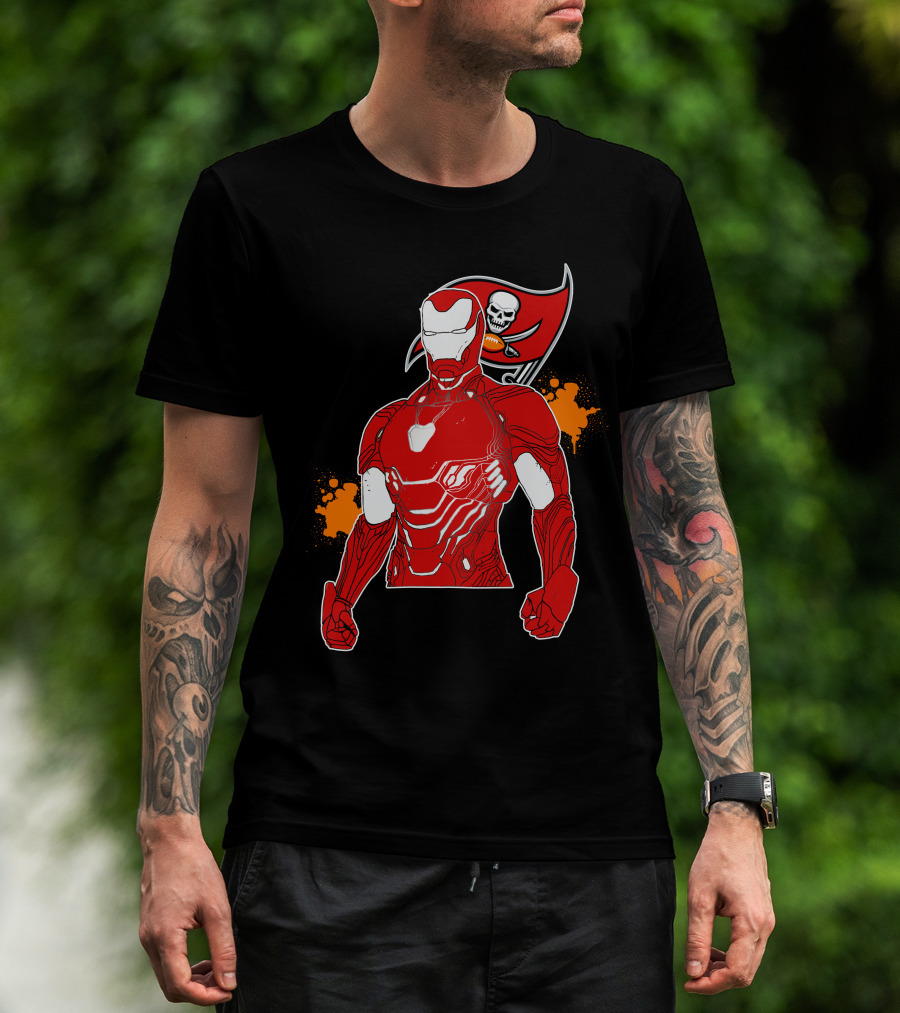 Iron Man Buccaneers Crossover With Skull Flag And Helmet T-Shirt