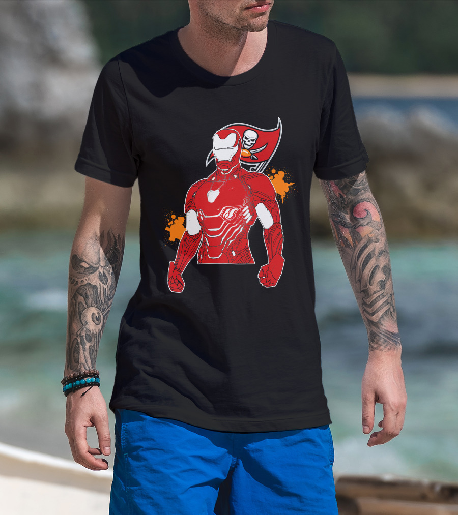 Iron Man Buccaneers Crossover With Skull Flag And Helmet T-Shirt