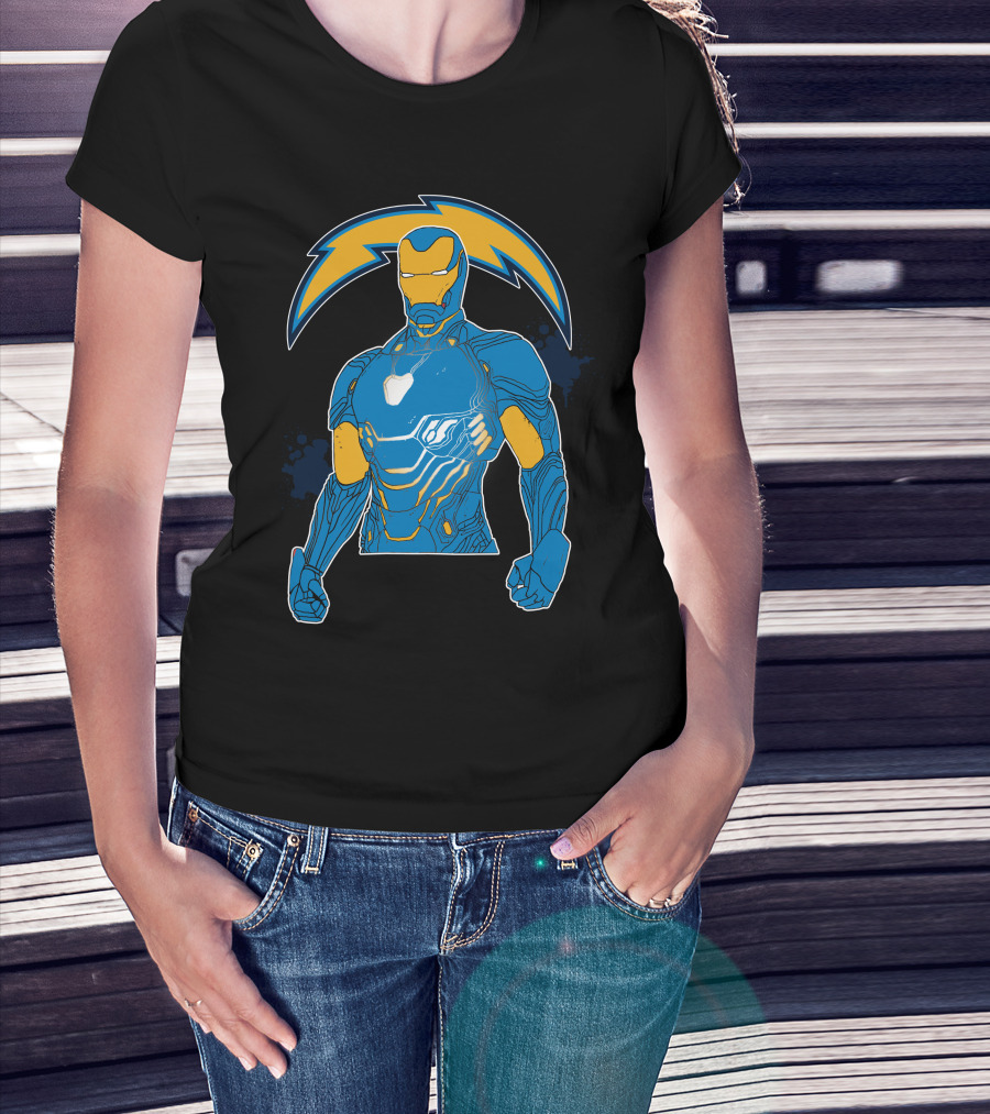 Iron Man Chargers Superhero Fusion T-Shirt