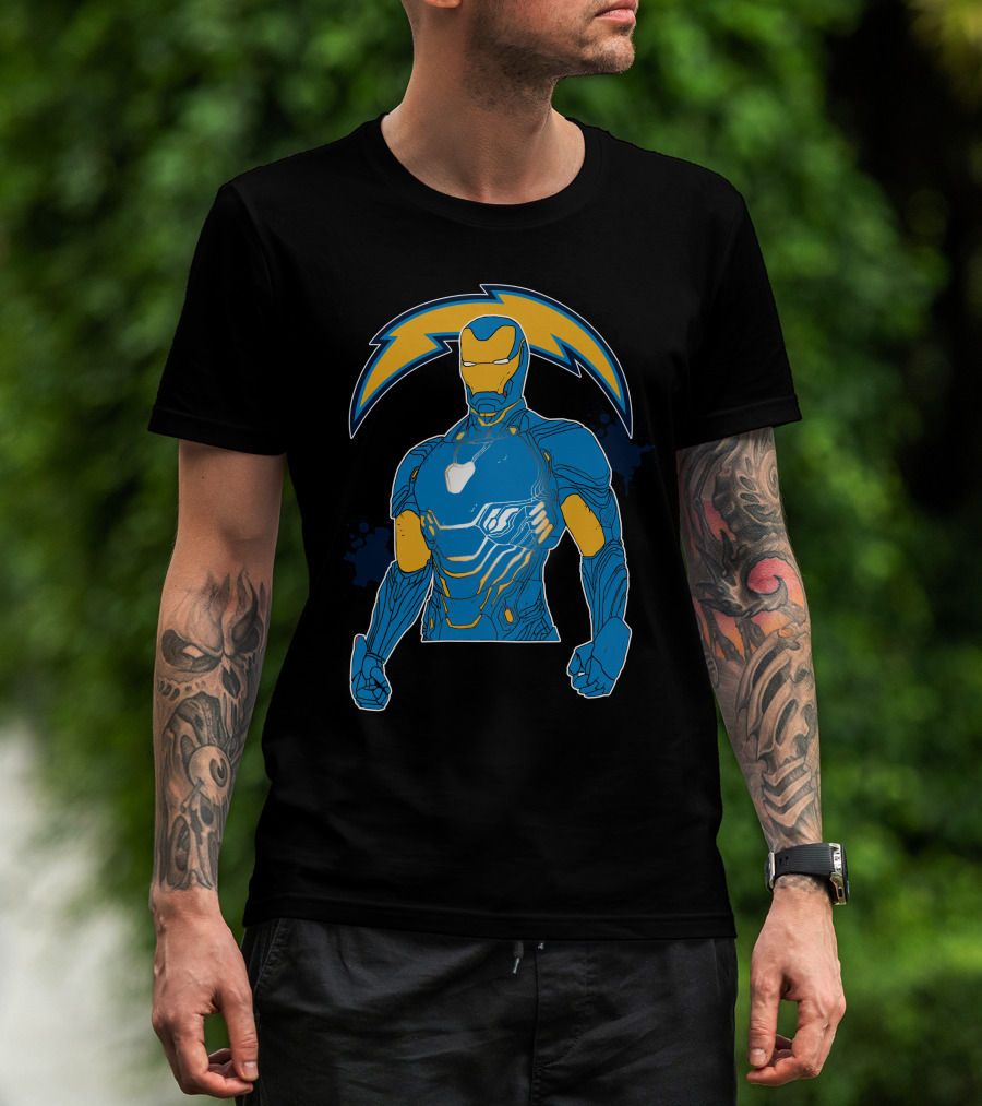 Iron Man Chargers Superhero Fusion T-Shirt