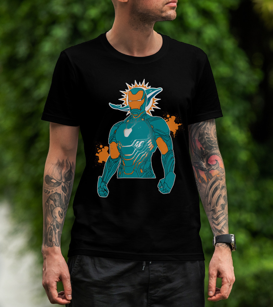 Miami Dolphins Iron Man Crossover T-Shirt