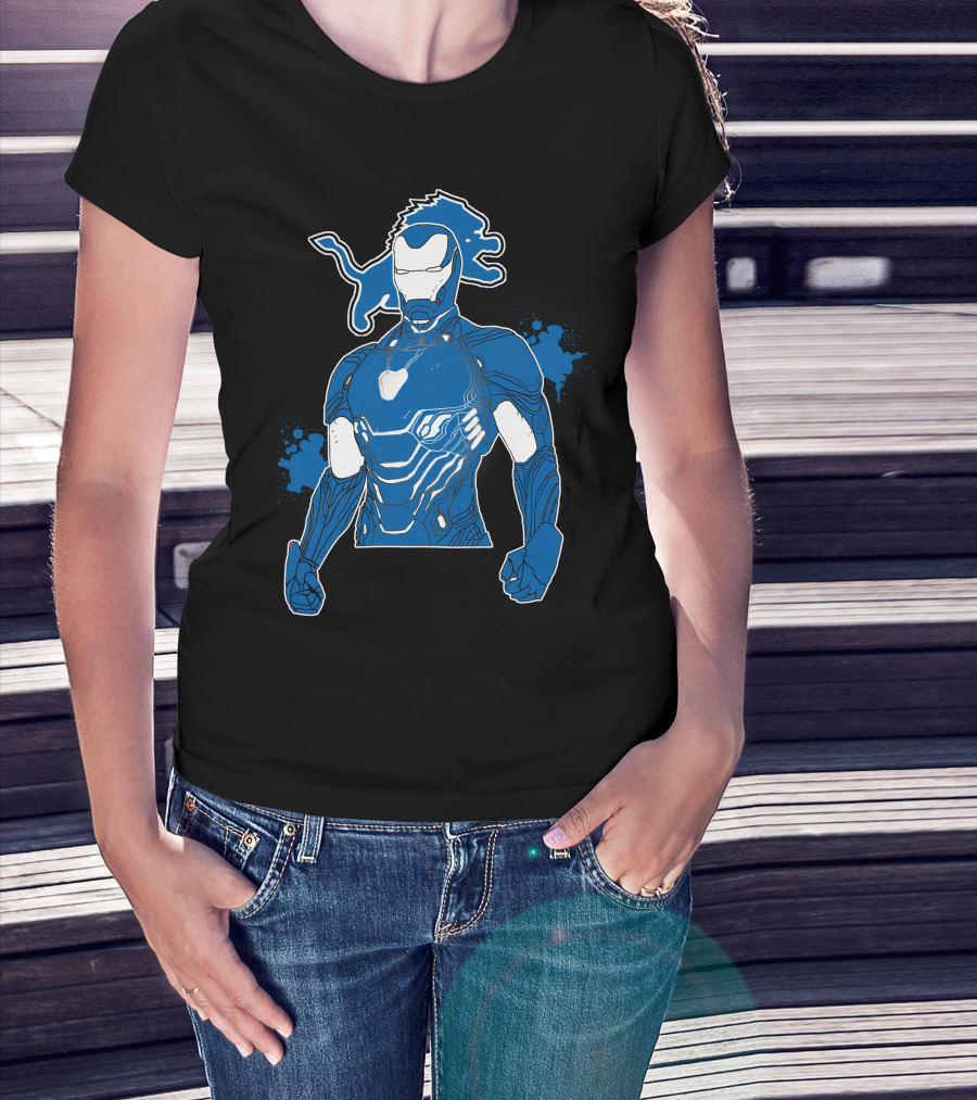 Iron Man Detroit Lions Nfl Crossover T-Shirt