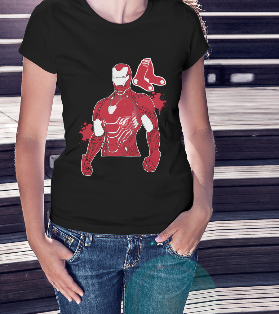 Iron Man Boston Red Sox Crossover Iconic Marvel Mlb Fusion T-Shirt