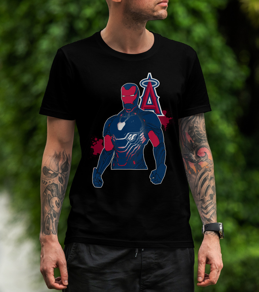 Iron Man Suit With Los Angeles Angels Halo T-Shirt