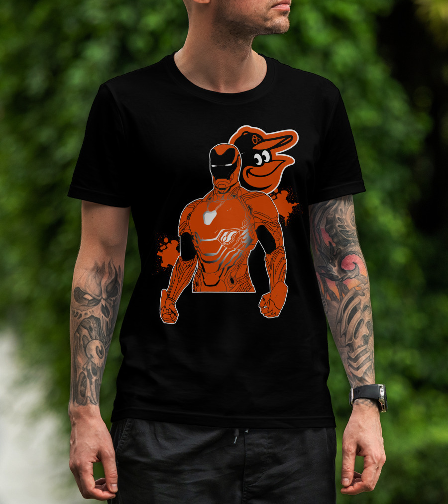 Iron Man And Baltimore Orioles Mashup T-Shirt