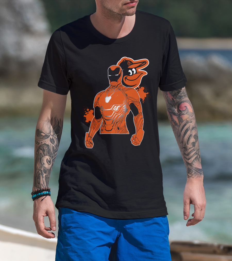 Iron Man And Baltimore Orioles Mashup T-Shirt