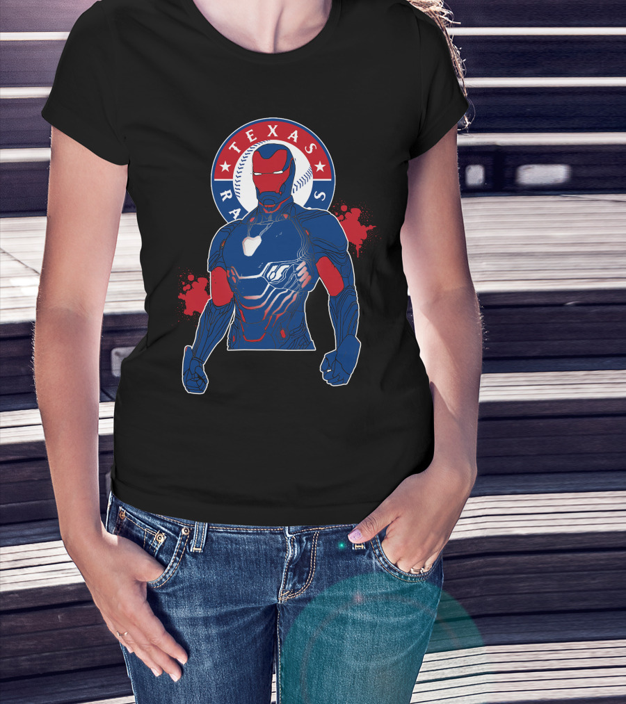 Iron Man Texas Rangers Baseball Fusion T-Shirt