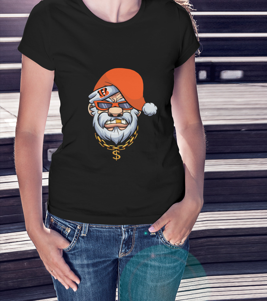Bengals Santa Cool Shades And Chain T-Shirt