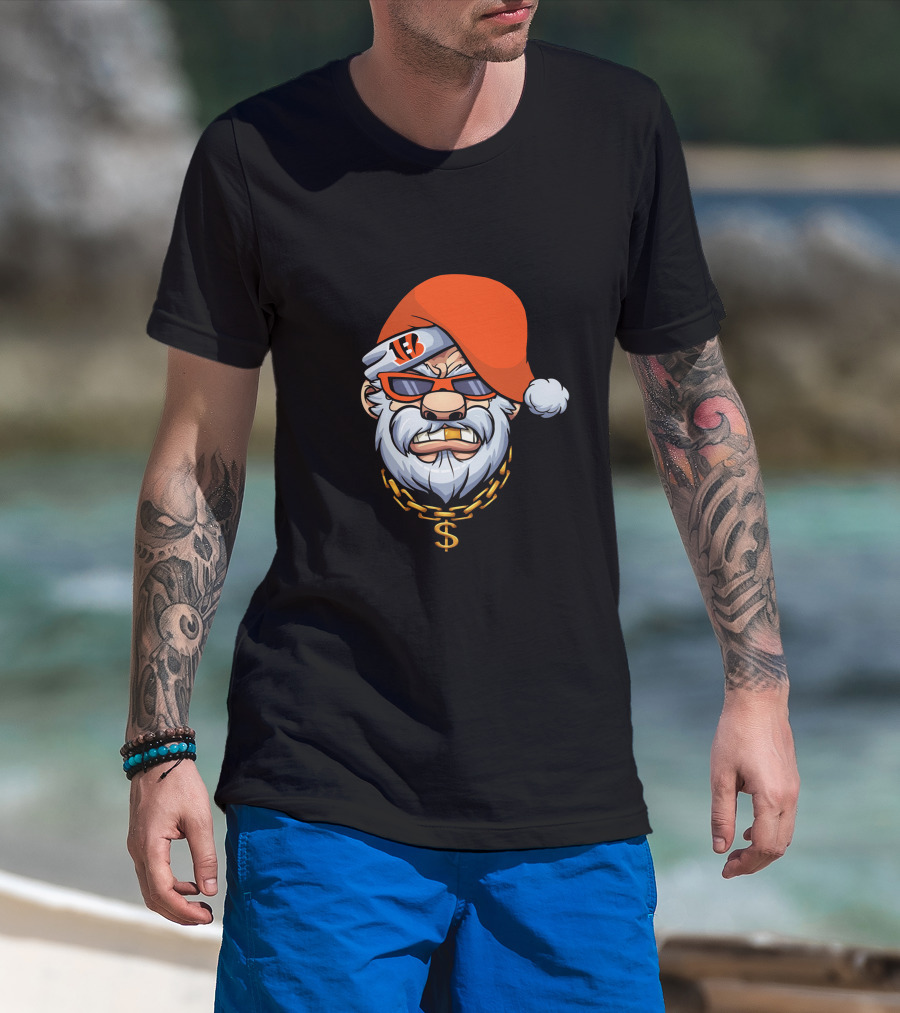 Bengals Santa Cool Shades And Chain T-Shirt