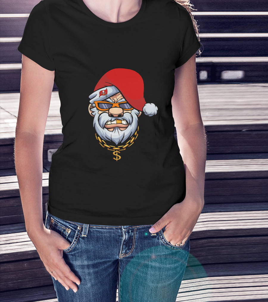 Buccaneers Santa With Gangster Chain And Sunglasses T-Shirt